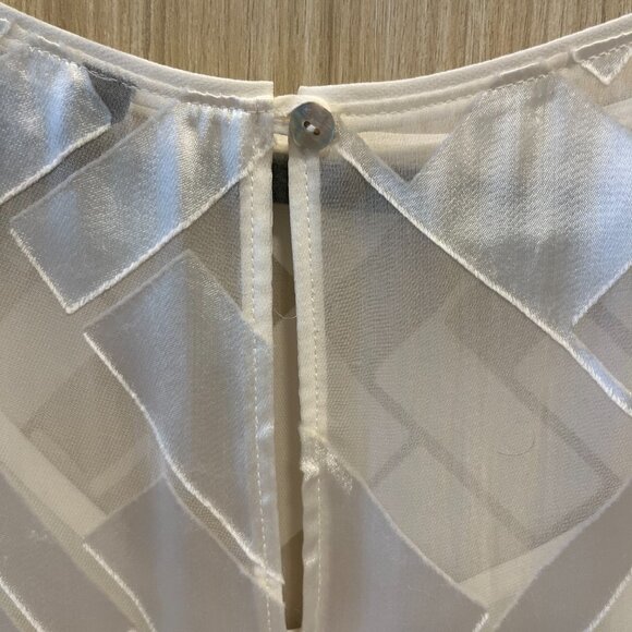 White House Black Market Sm. Shiny White Silk Blouse with Detachable Camisole - Picture 3 of 9